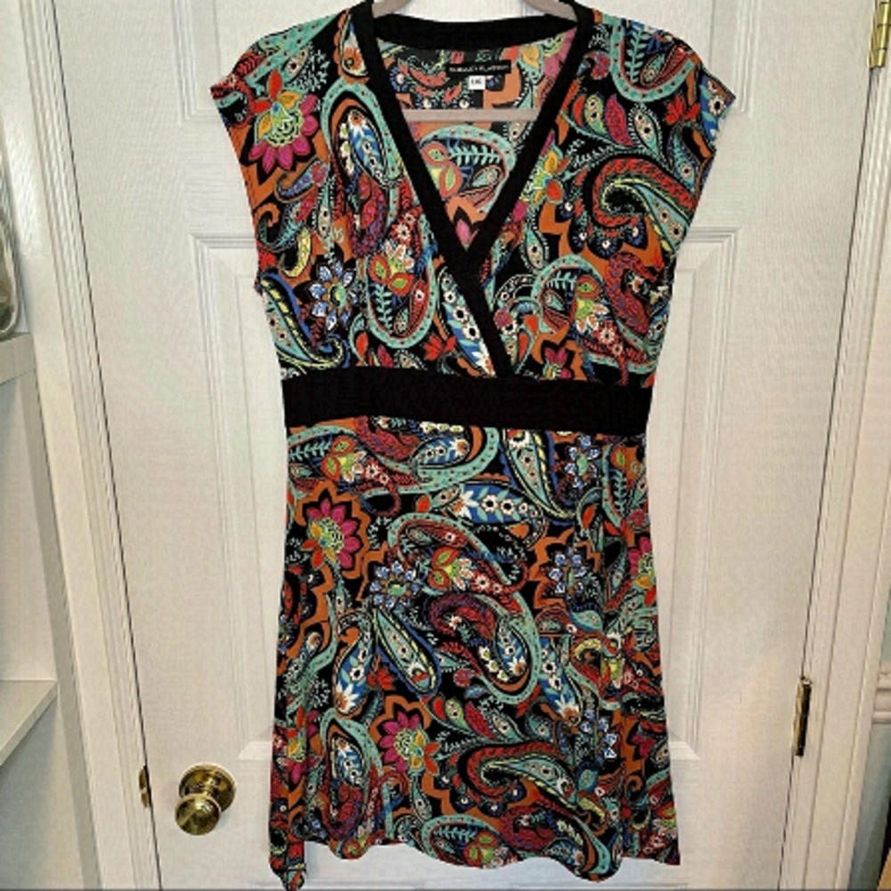SHELLEY Klassen Paisley Colourful Printed Mini Dress Large